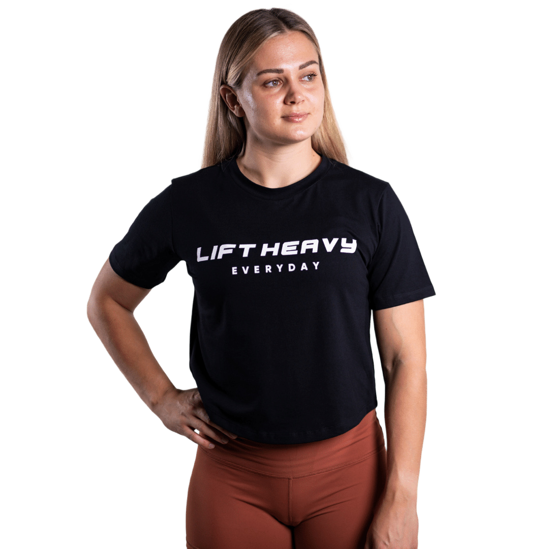 Lift Heavy Rounded Cropped T-Shirt ROUNDEDTSHIRT-BLACK