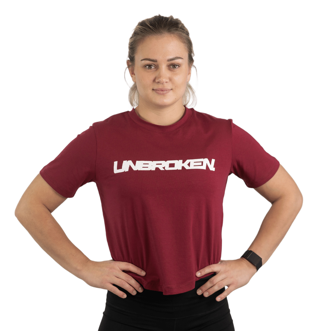 Lift Heavy Unbroken Rounded Cropped T-Shirt UNBROKENTSHIRT-DEEP RED