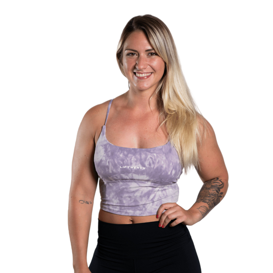 LIFT HEAVY TIE DYE BRA - MEDIUM IMPACT TIEDYEBRA-PURPLE