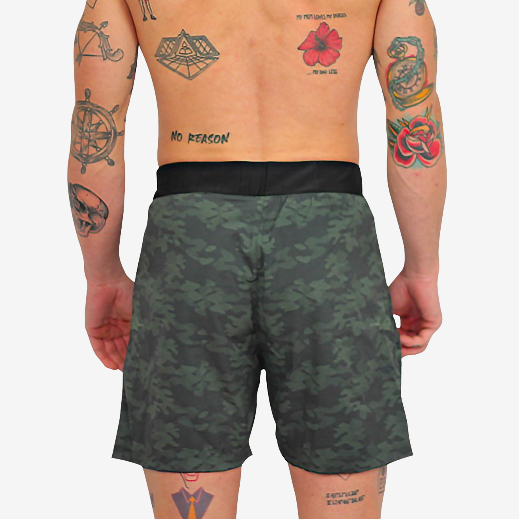 JUSTHANG NEVER GIVE UP CAMO MEN'S SHORTS JUSSHONEVERGU-CAMO