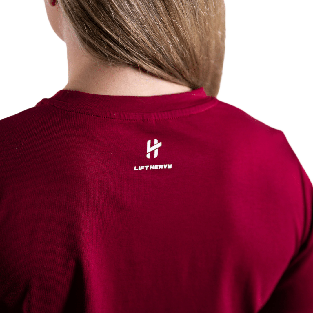 Lift Heavy Rounded Cropped T-Shirt ROUNDEDTSHIRT-DEEP RED