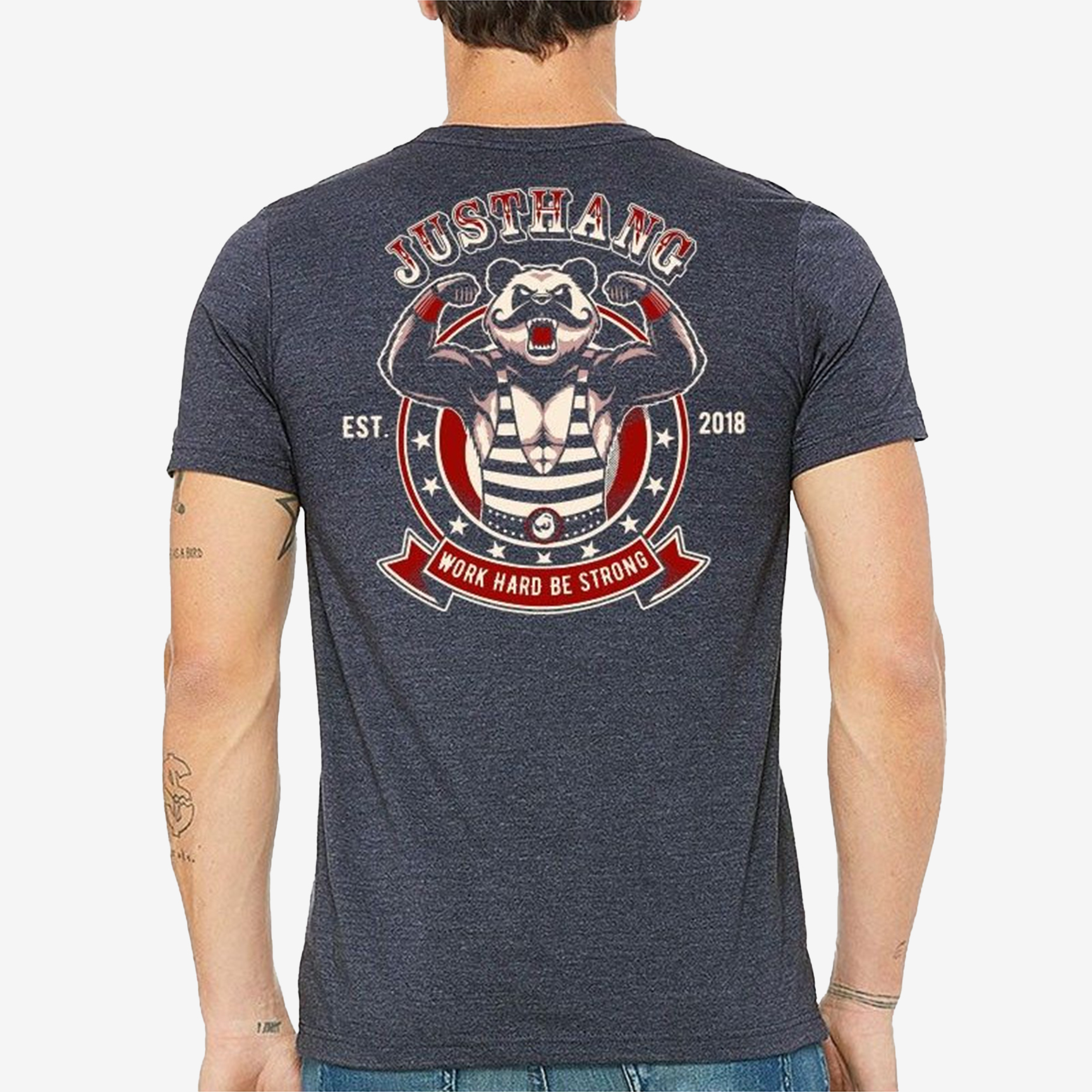 JUSTHANG STRONGPANDA MEN'S T-SHIRT JUSSTEESHPANDA-BLUE